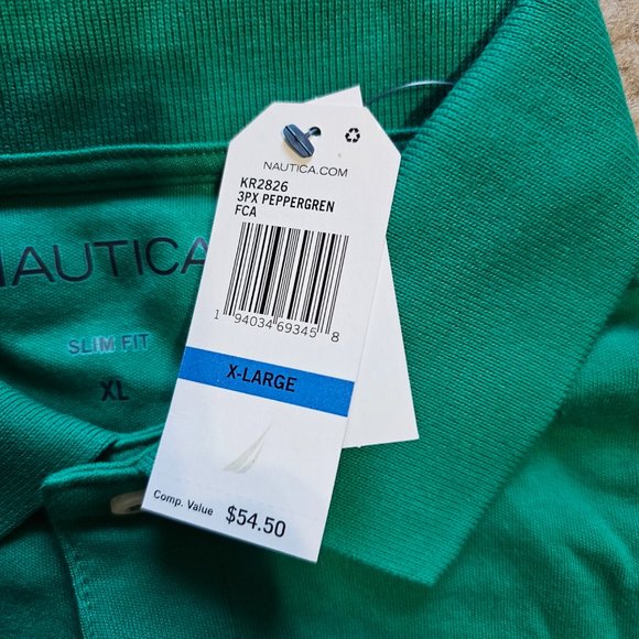 Nautica Men's Slim Fit Interlock Soft Touch Polo - Pepper Green X-Large (XL) NWT - Picture 2 of 2